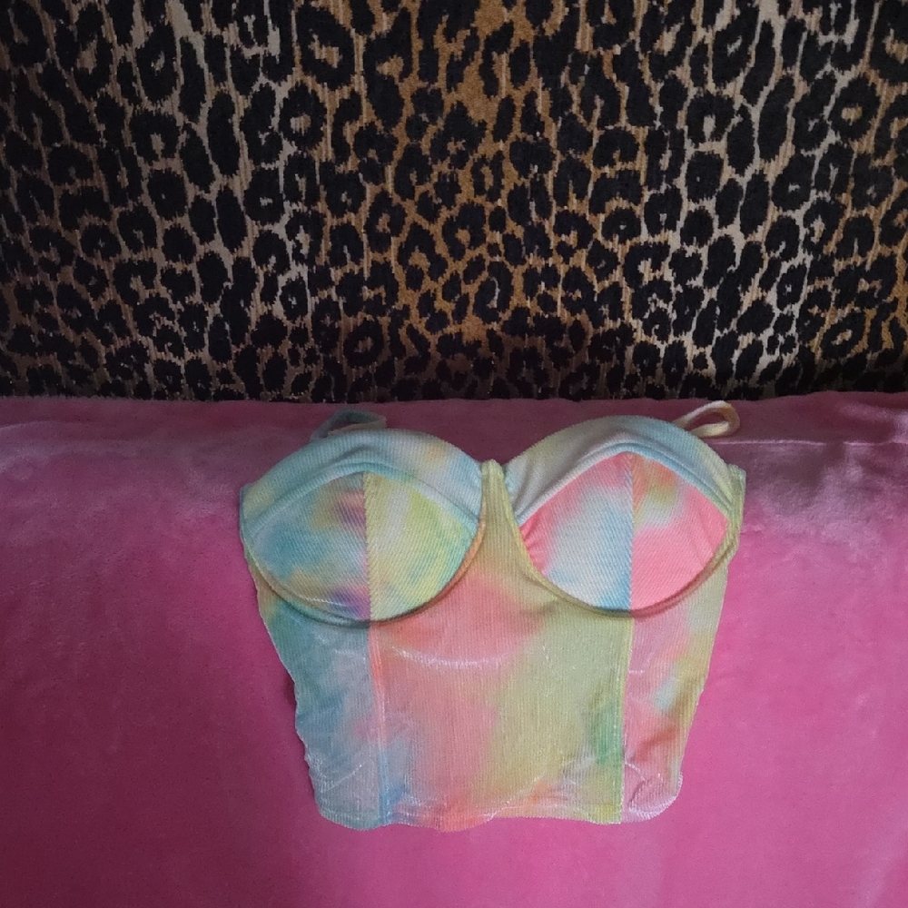 Colorful Tie-Dye Bustier Top